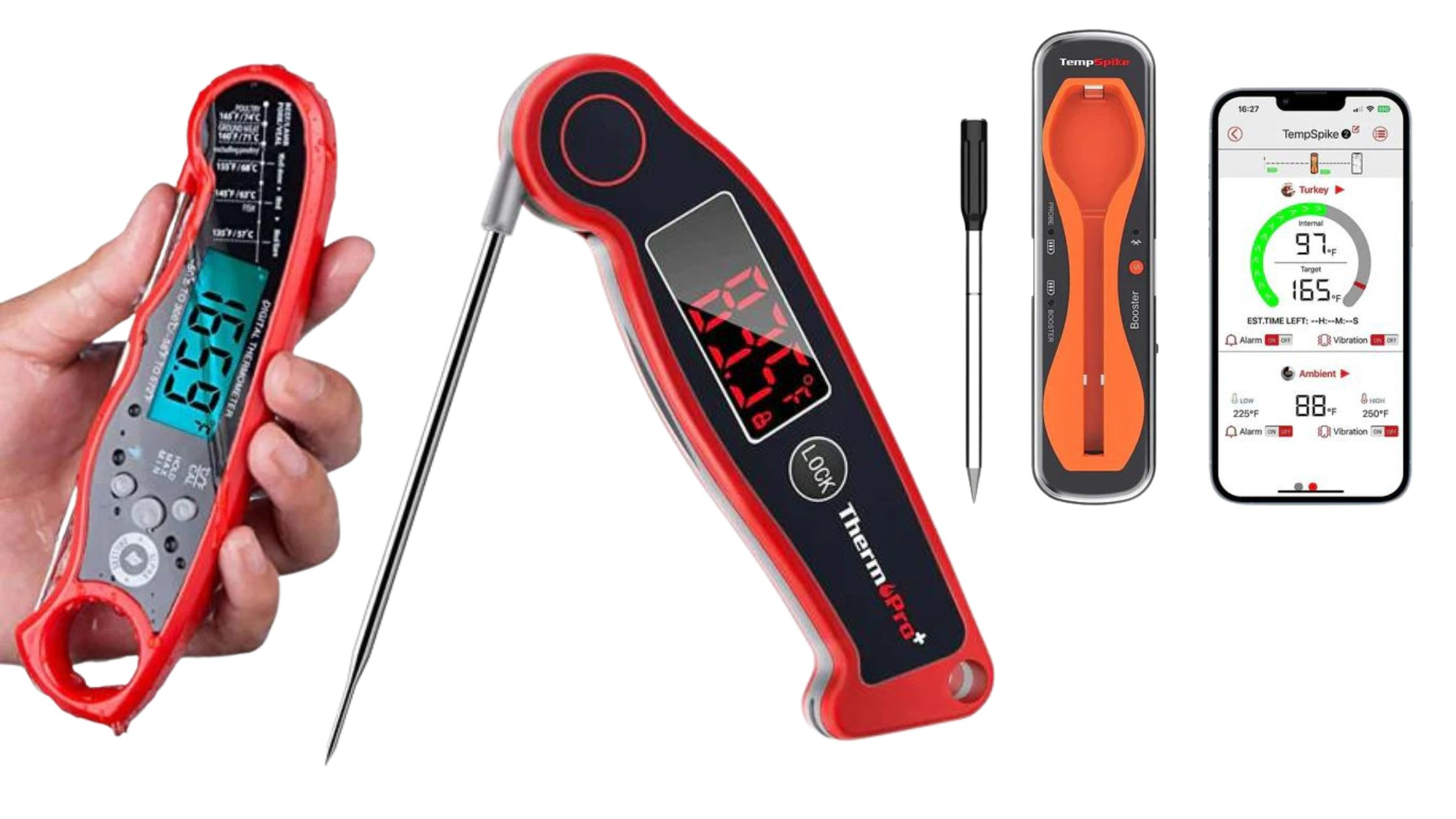 Meat Thermometers - ThermoPro TP19 Waterproof Digital Meat Thermometer & ThermoPro TempSpike Meat Thermometer