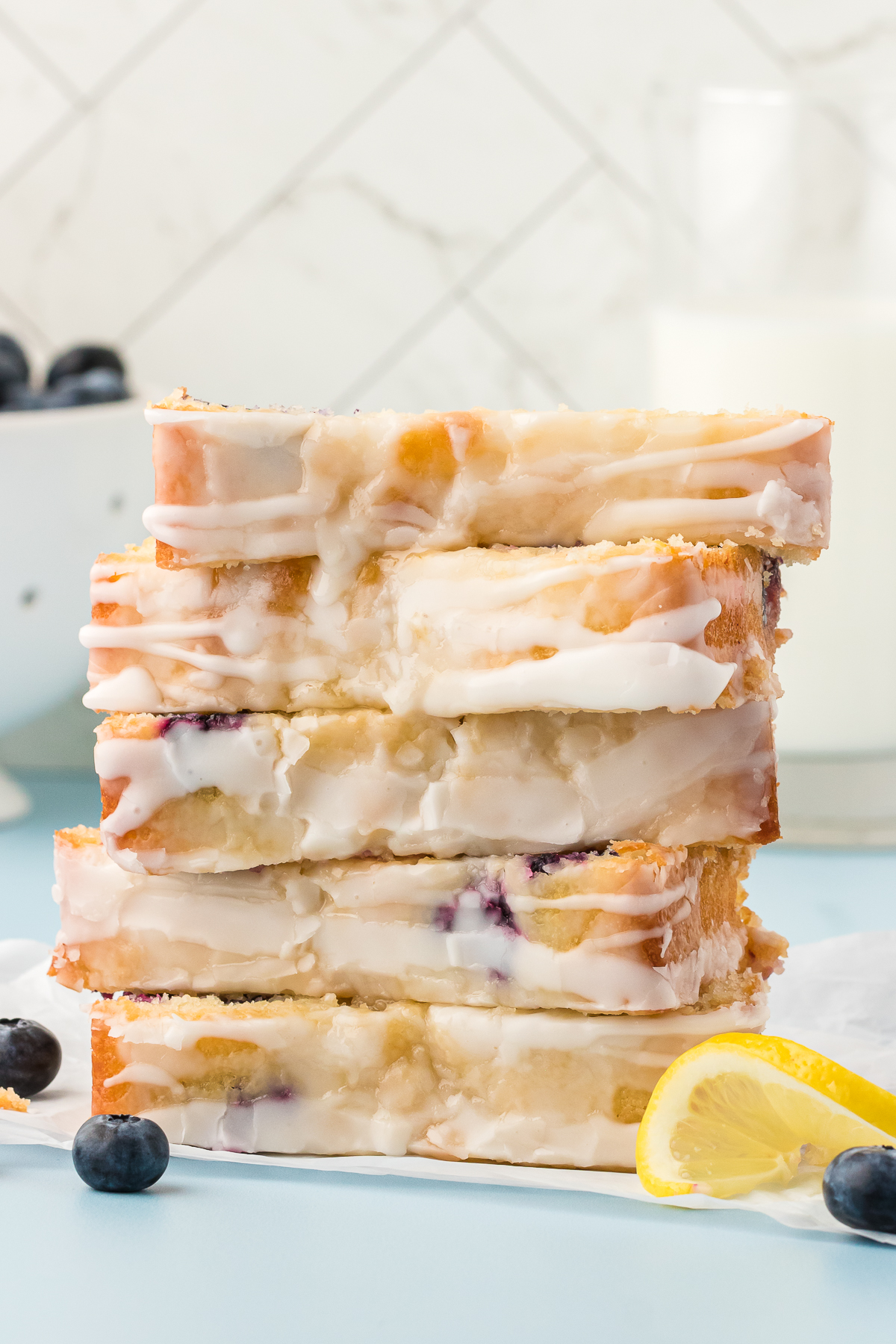 five lemon blueberry slices stacked