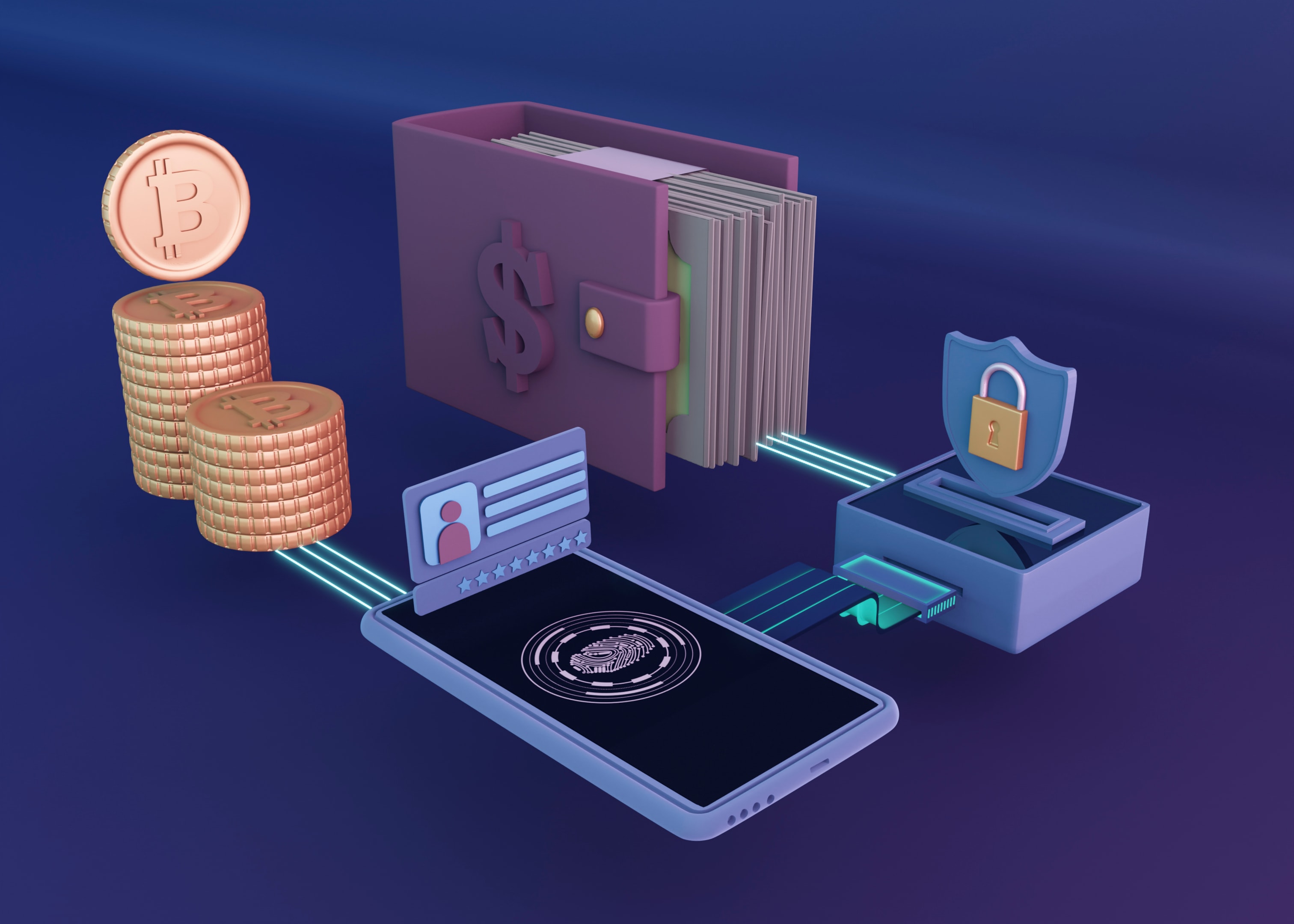 An abstract concept of a secure crypto wallet app