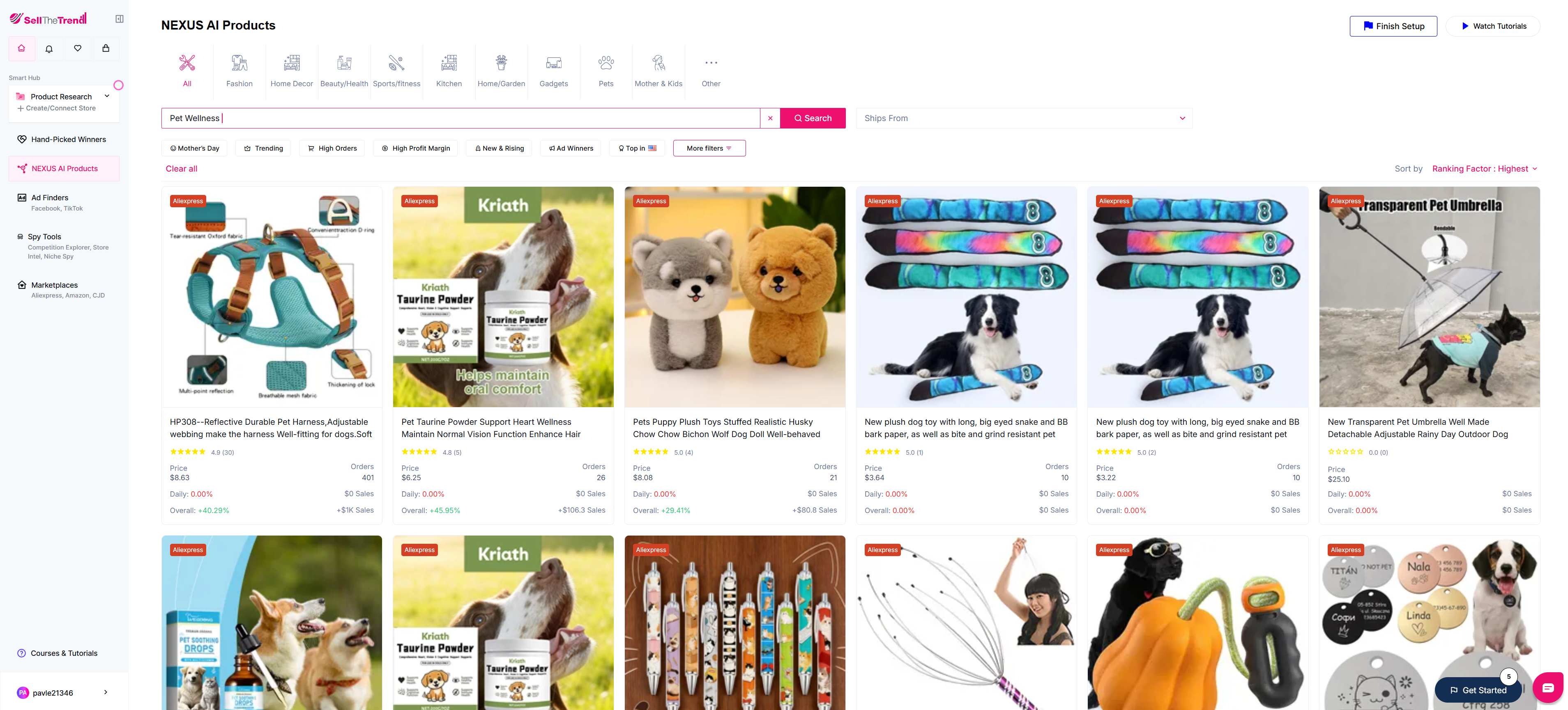 find dropshipping suppliers who sell pet wellness accessories using sell the trend