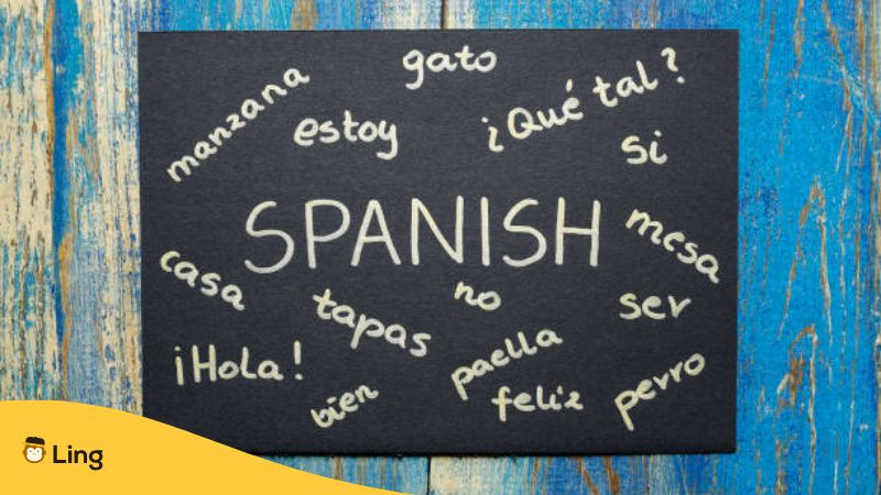 Spanish words written on black paper card coolest languages to learn