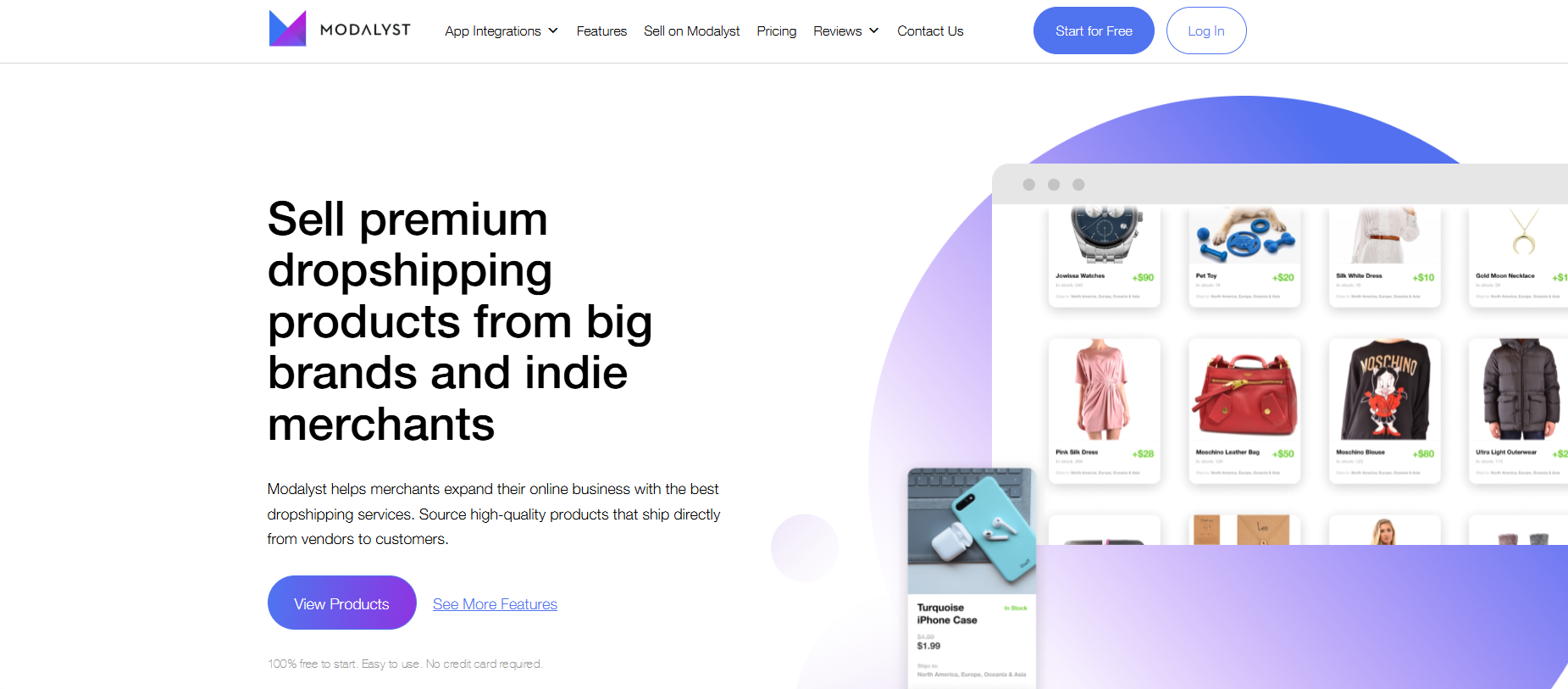 modalyst landing page screenshot