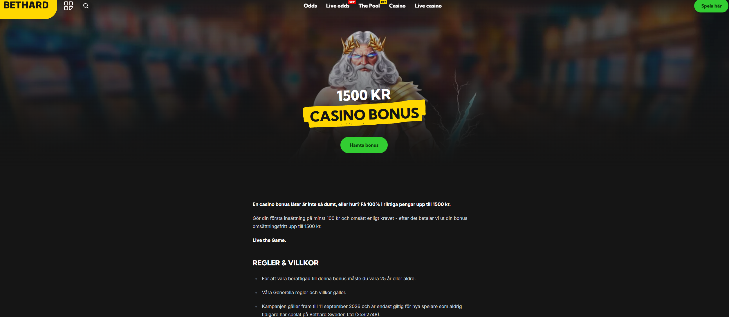 1500 kr i casino bonus.