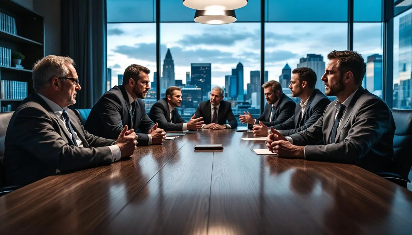 A group of Albuquerque personal injury attorneys discussing a case.
