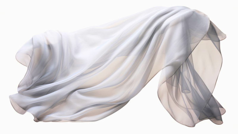 An image of a grey draped silk cloth