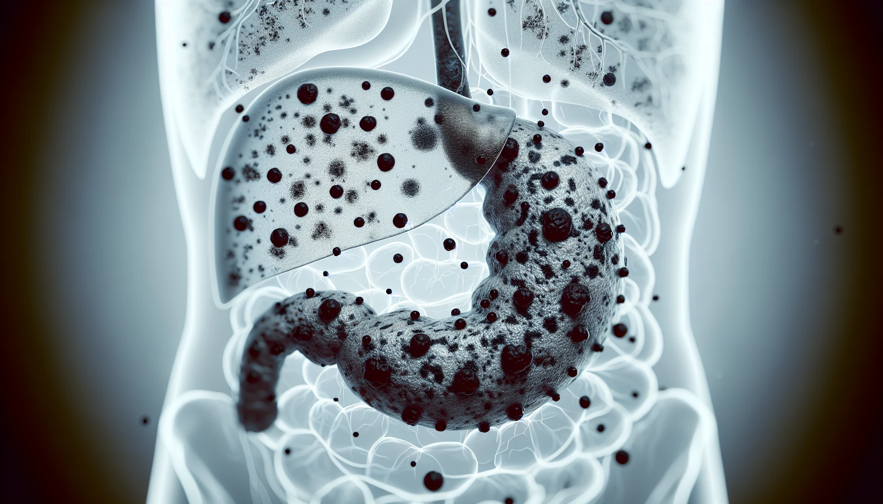 Illustration of liver metastases in colon cancer