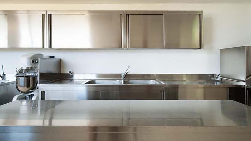 Commercial Kitchen with Stainless Steel Interior