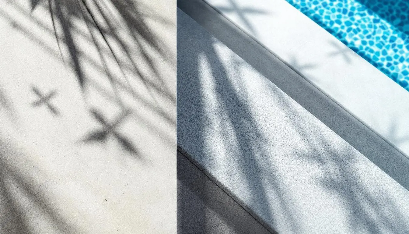 Textures in pool finishes highlighting the aesthetic appeal of swimming pools.