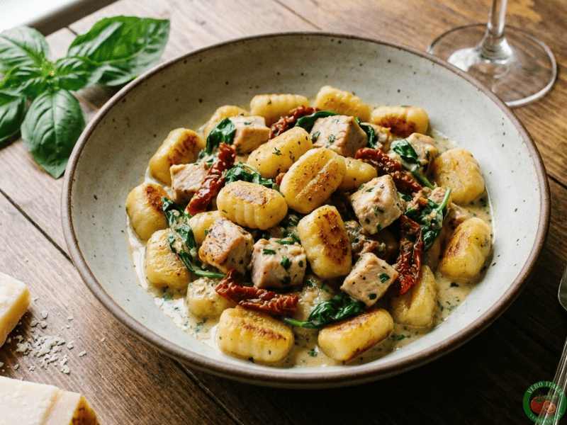 gnocchi z suszonymi pomidorami i kurczakiem