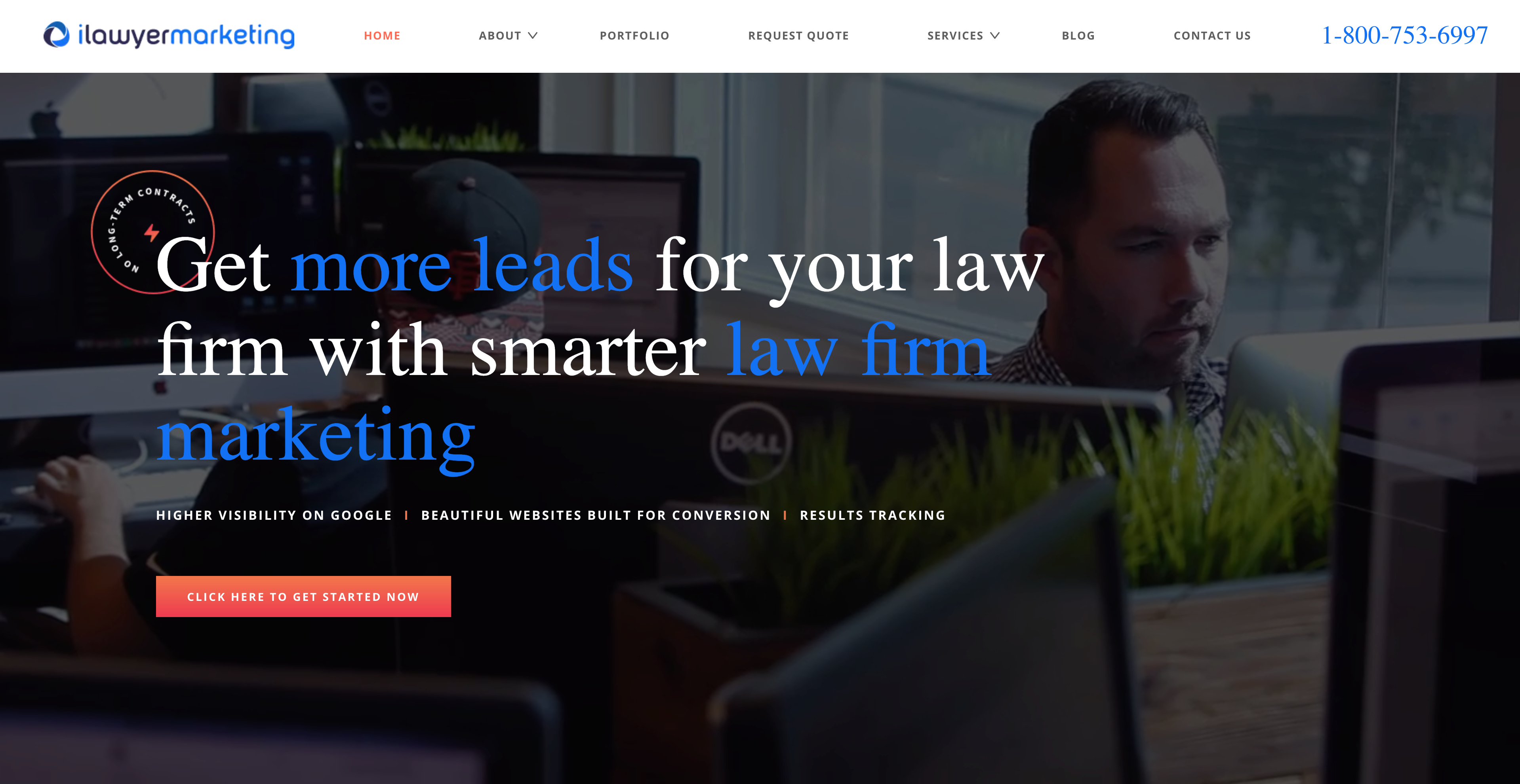iLawyerMarketing's home page for law firm marketing and lead generation.