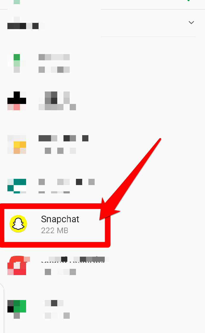 selecting Snapchat on your android phone