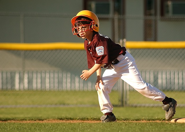 Little league baseball player on second base.