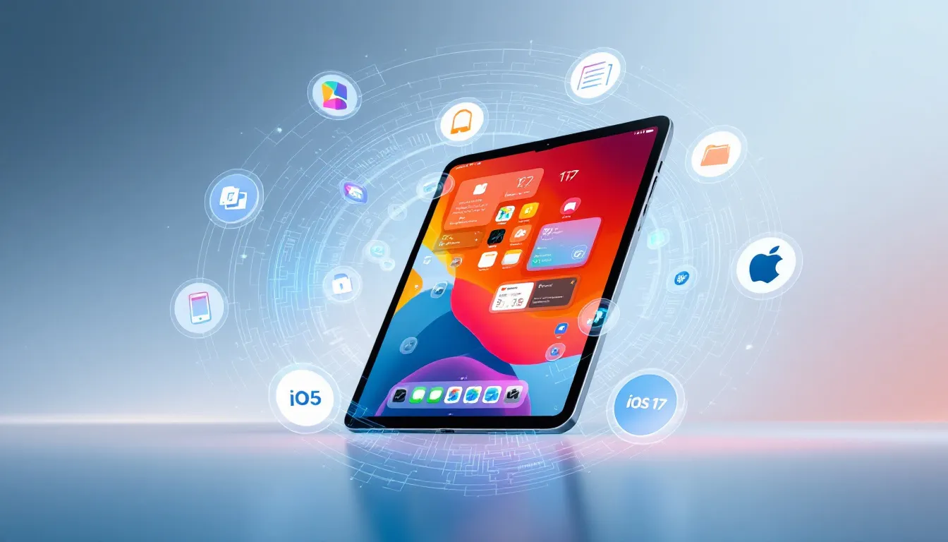 Vorteile des Updates auf iOS 17 für iPad, mit einer Grafik, die Verbesserungen zeigt.