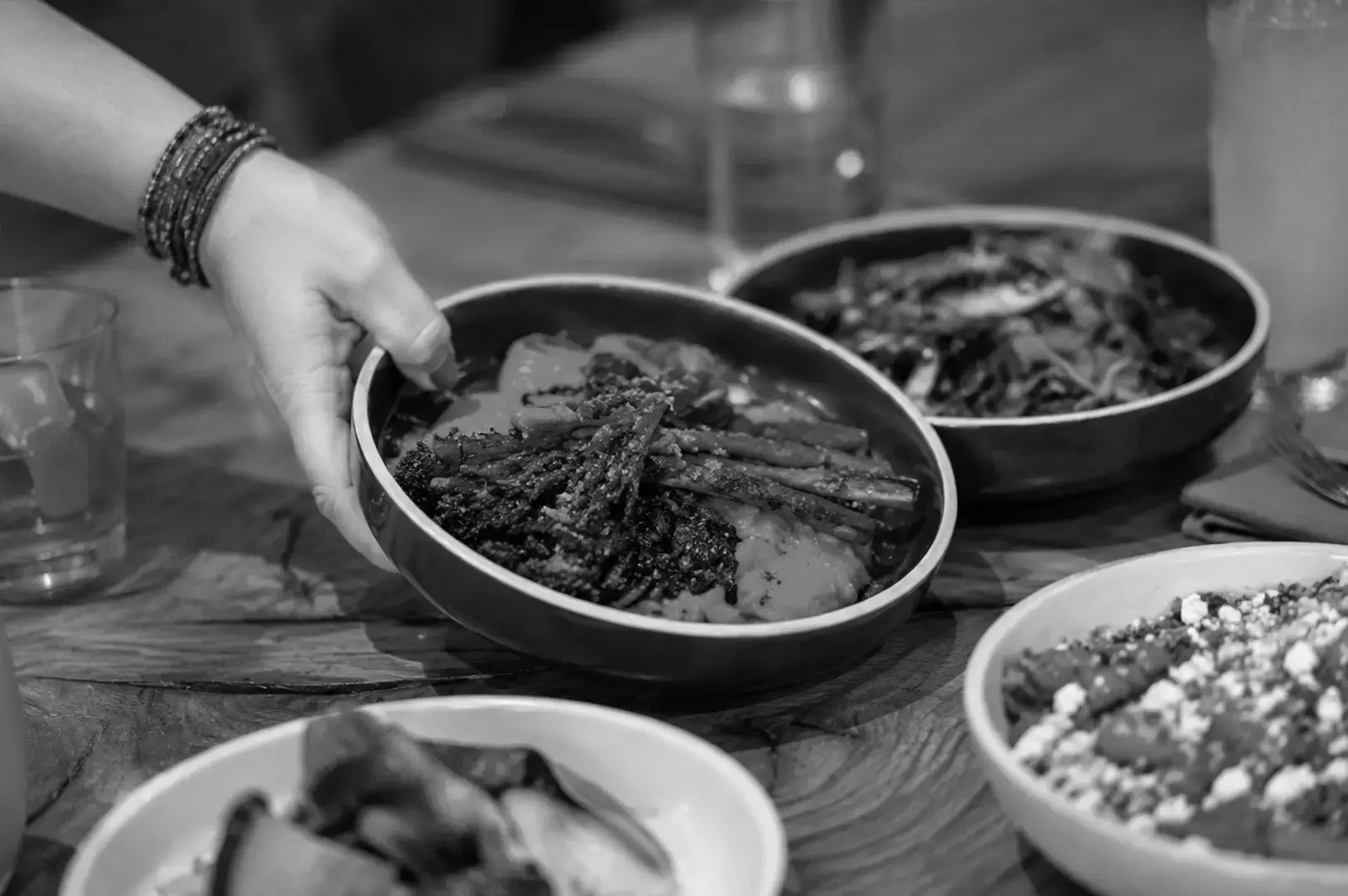 Farm-to-table meal made with fresh vegetables, showcasing seasonal ingredients served at the table.