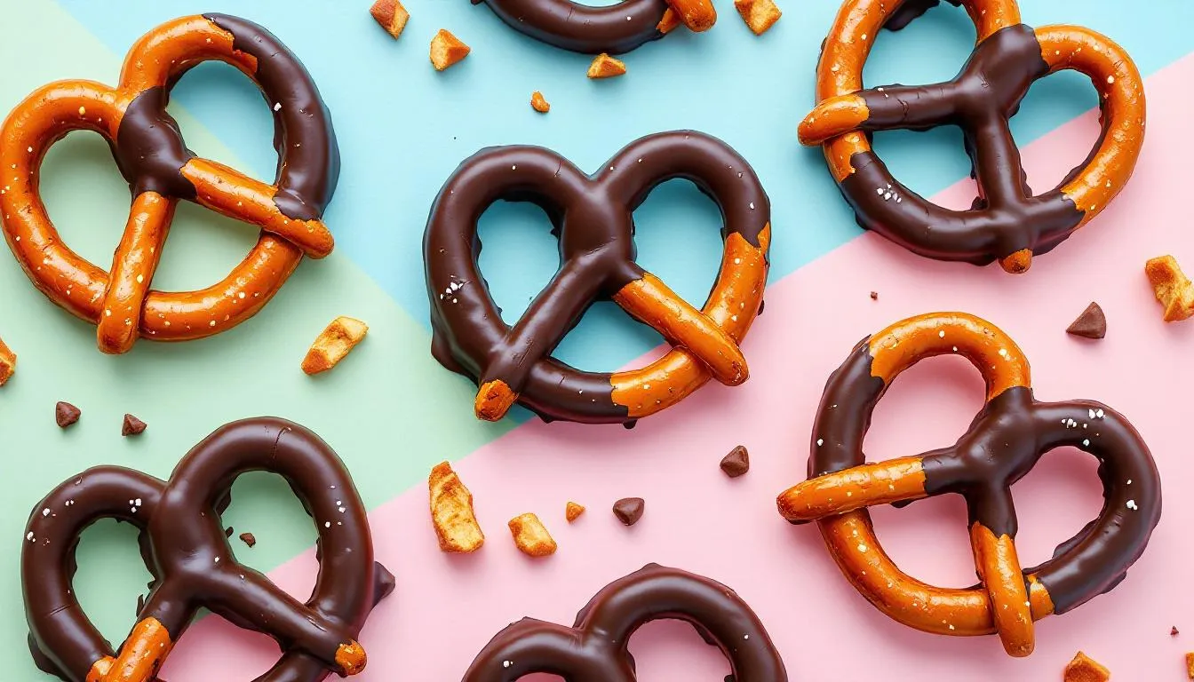 Delicious dark chocolate-covered pretzels, a perfect treat for chocolate lovers.