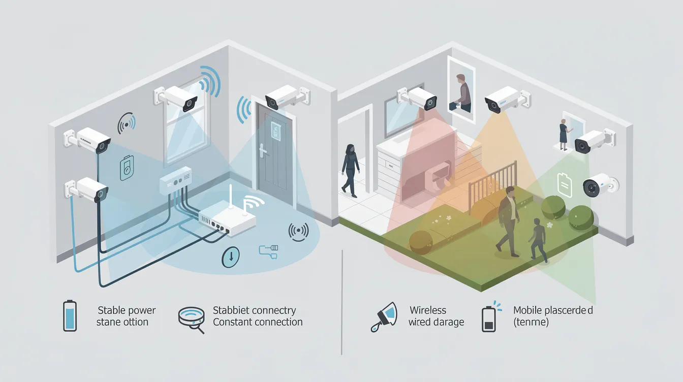 Choosing between wired and wireless cameras for security systems, comparing their advantages.