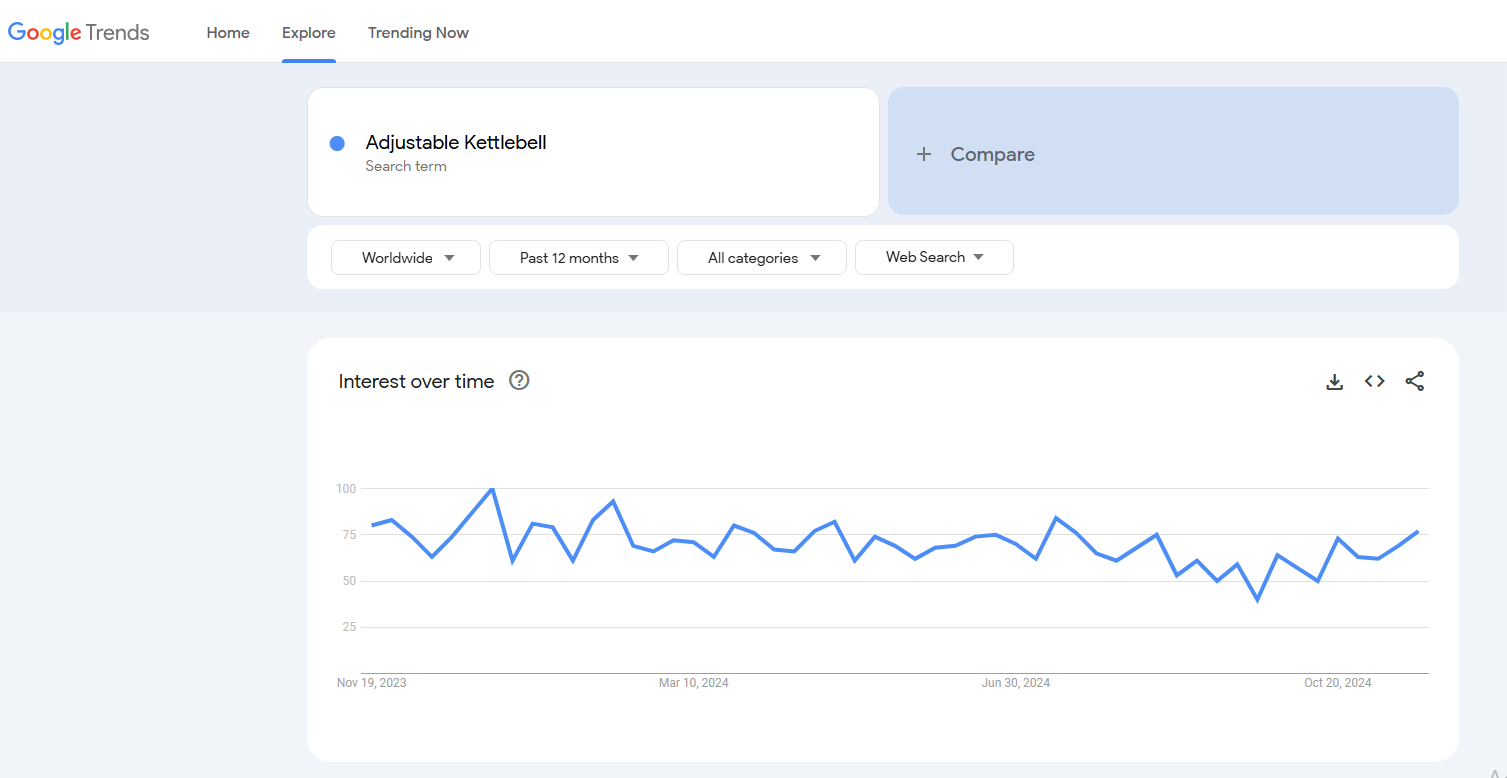 adjustable kettlebell google trends