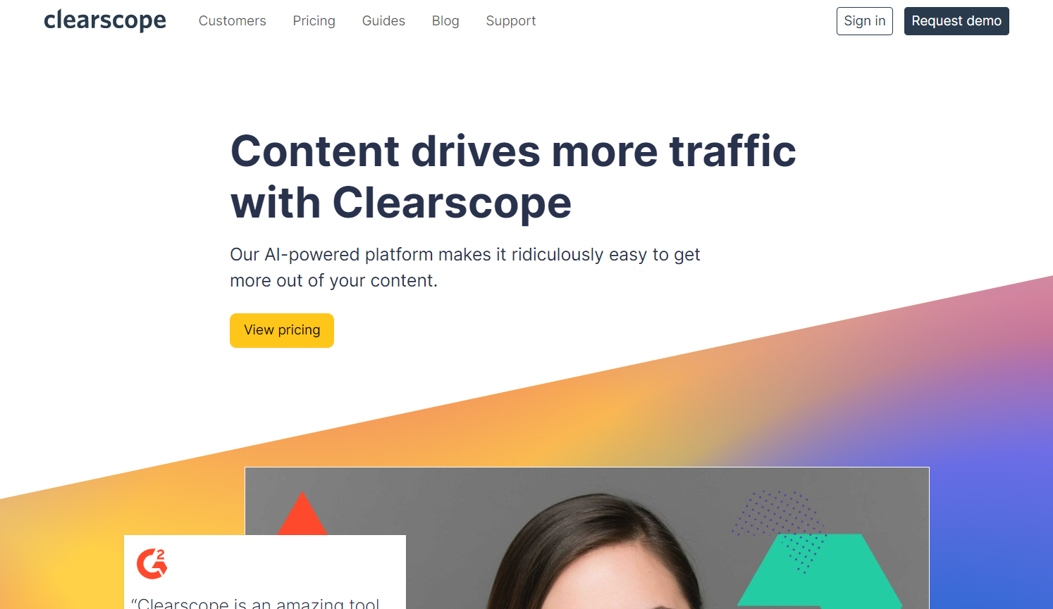 Clearscope main page