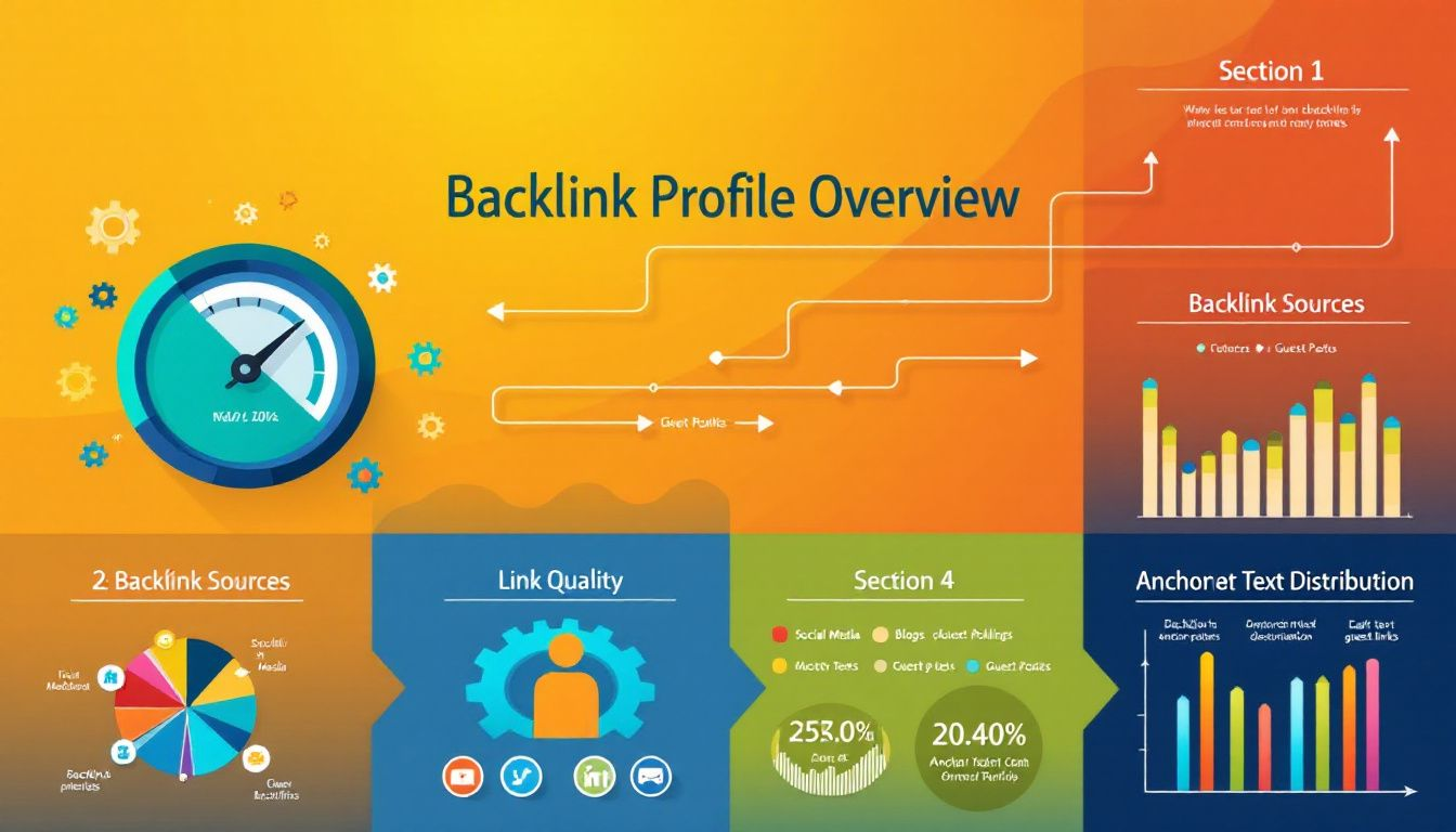 A chart showing the analysis of a backlink profile for monitoring performance.