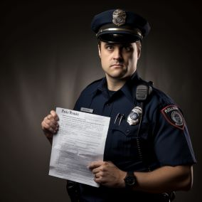 police officer with a police report