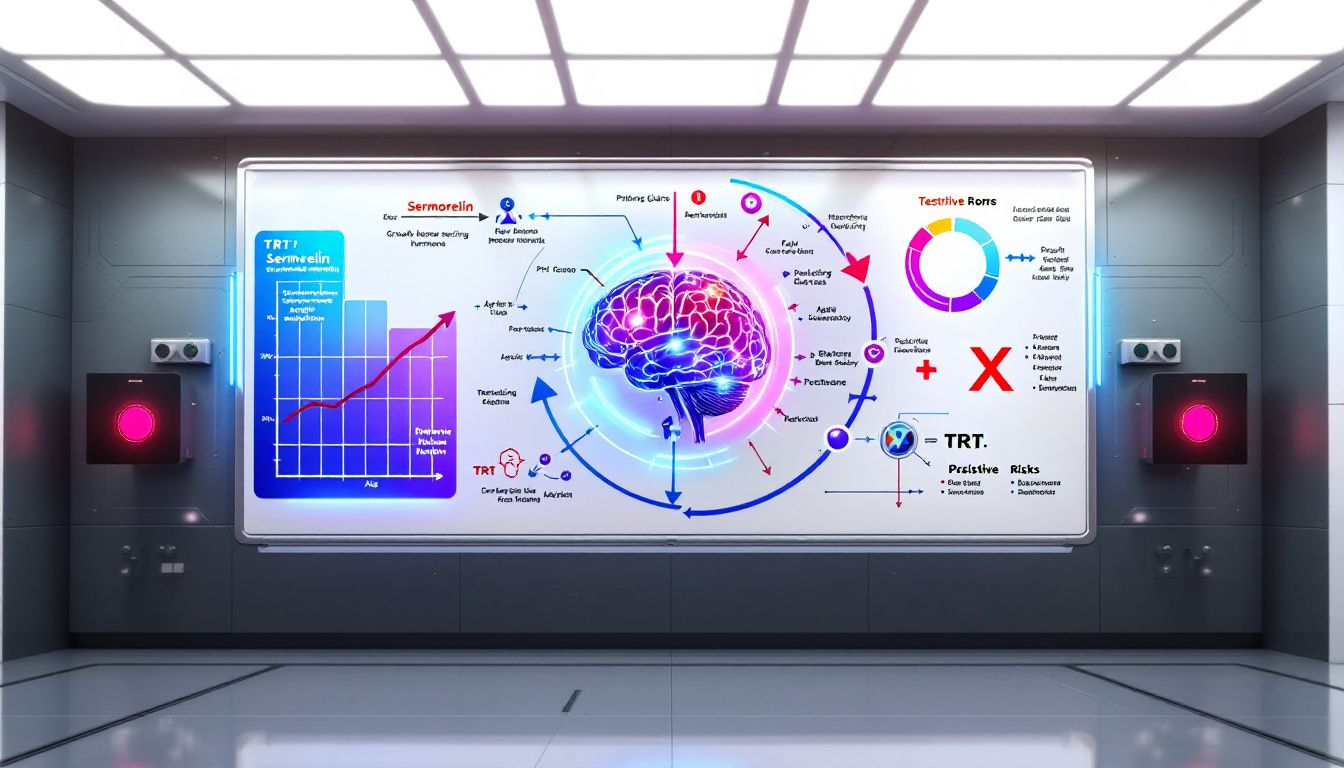 An illustration depicting the decision-making process for choosing between sermorelin and TRT.