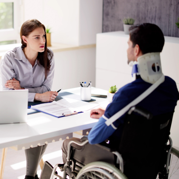 An image showing a person seeking a personal injury lawsuit after a truck accident.