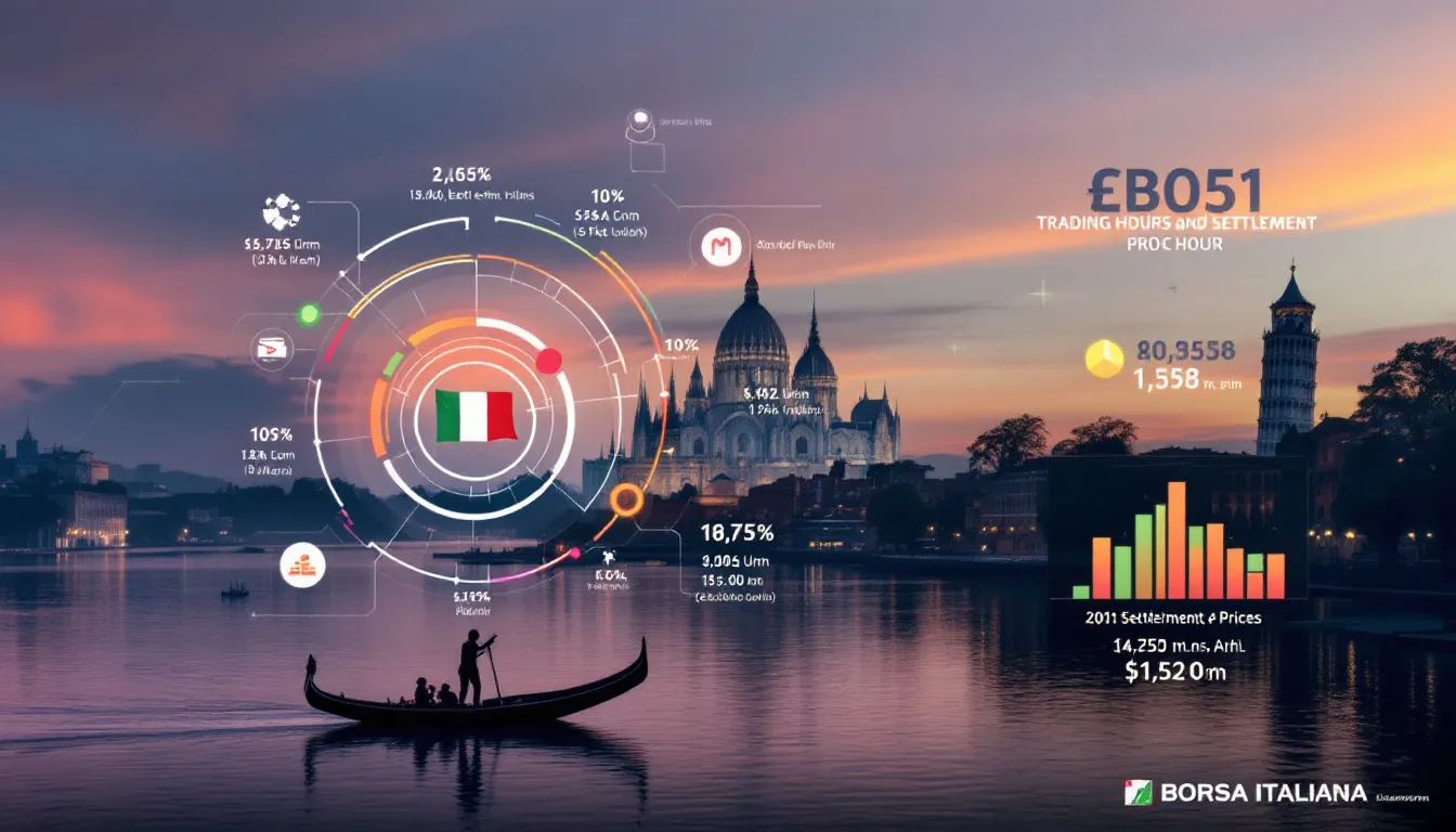 Trading hours and settlement prices on Borsa Italiana, showcasing the trading environment.