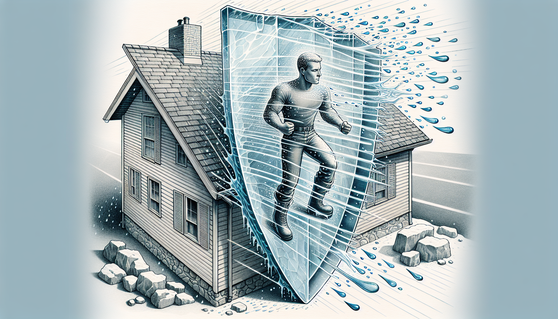 Illustration of roof with ice and water barrier