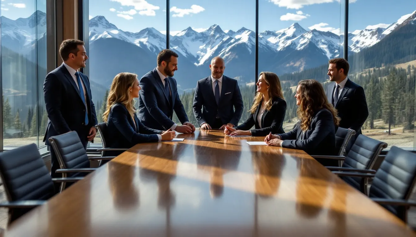 A team of experienced attorneys at Johnston Law Firm, LLC is engaged in a discussion about a case, with the scenic Colorado landscape in the background. They focus on matters related to workers compensation and personal injury law, aiming to provide the best legal representation for injured workers and ensure fair compensation for their clients.