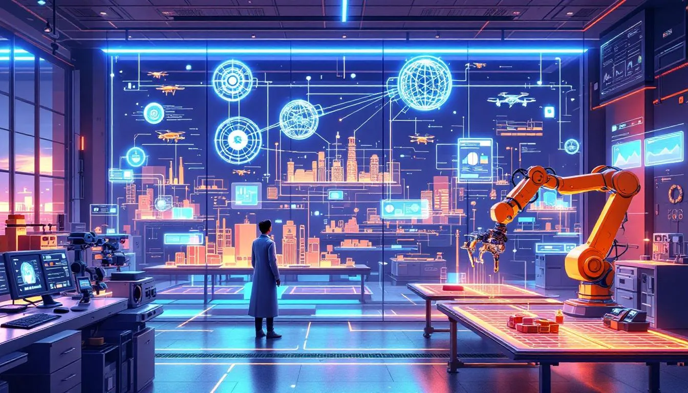 An illustration depicting the integration of AI in production planning.