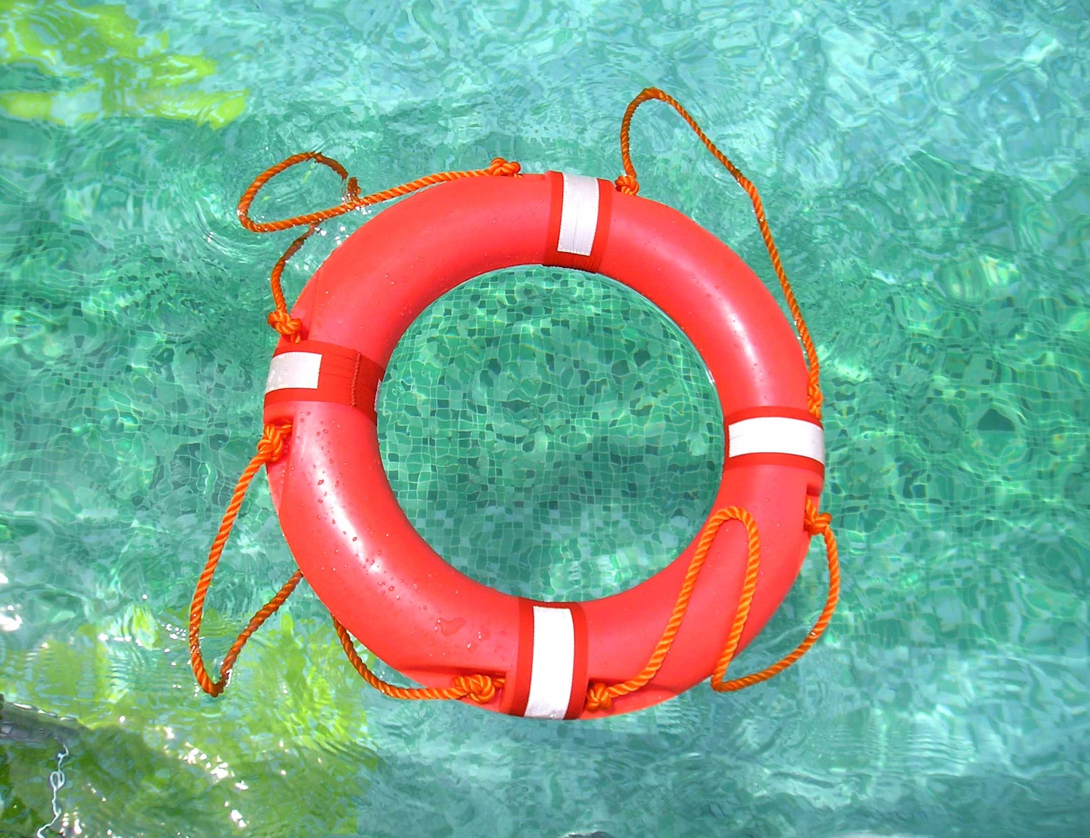 Lifebuoy ring in a swimming pool. 