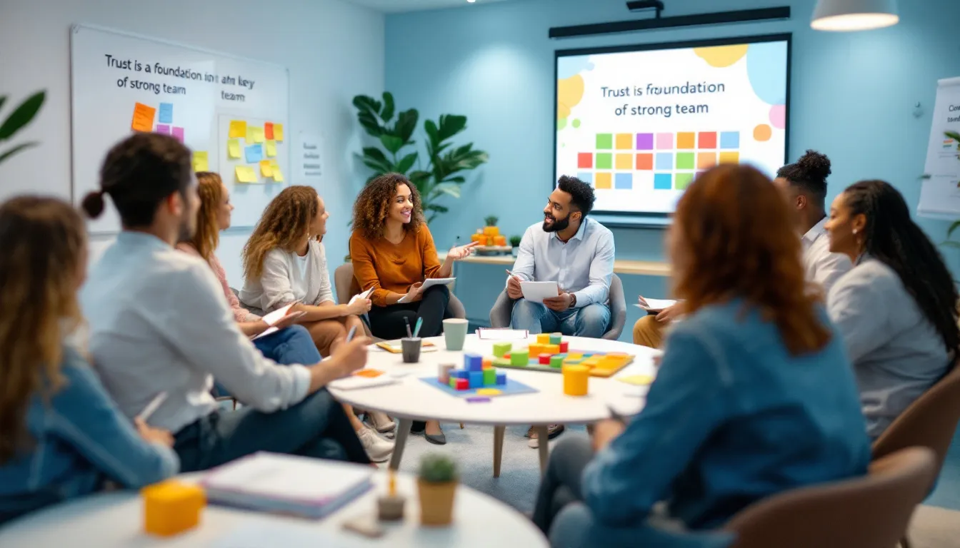 A coaching session aimed at building trust and collaboration among team members.
