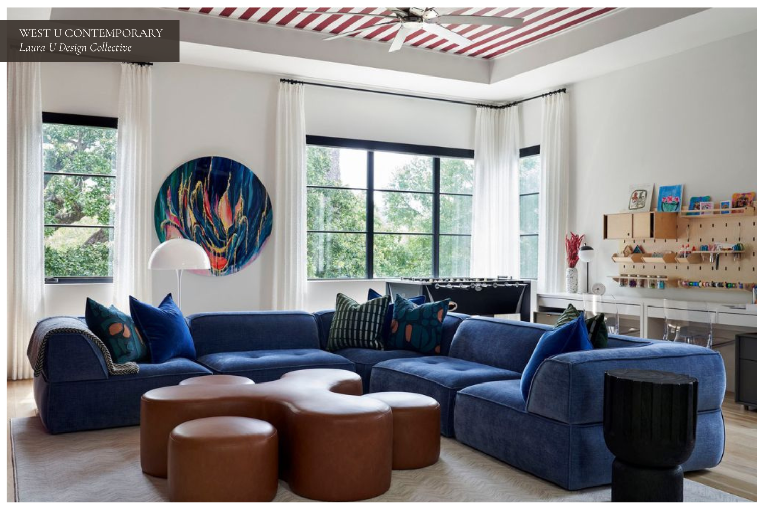 West U contemporary blue and red game room