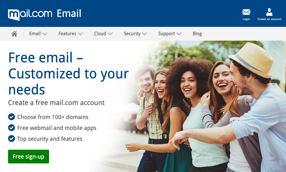 Another one of the Gmail alternatives is Mail.com, which is an email provider with free email services 