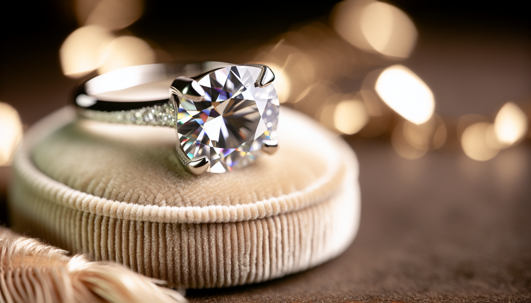 A beautiful moissanite engagement ring with a sparkling gemstone
