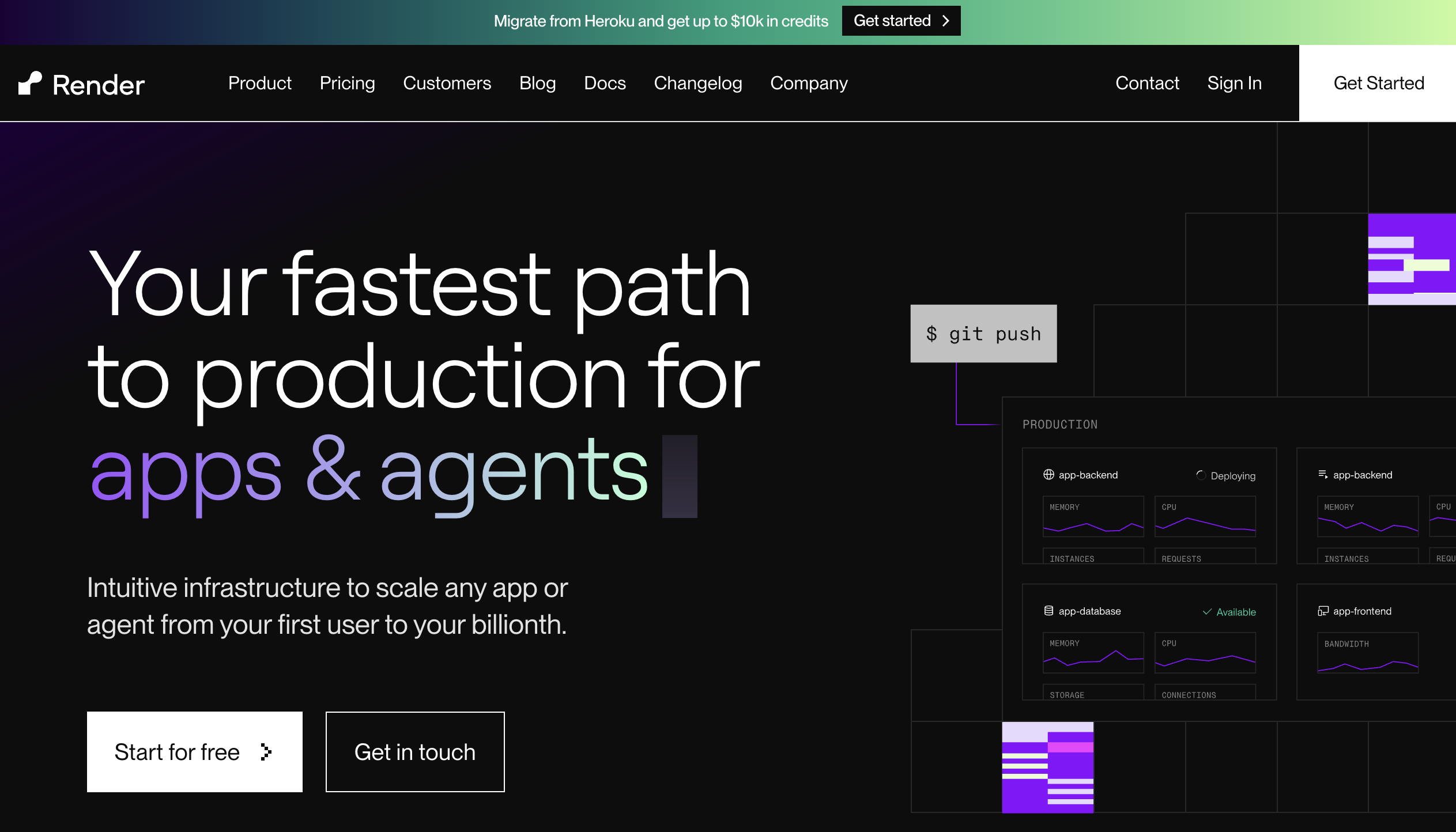Render website homepage