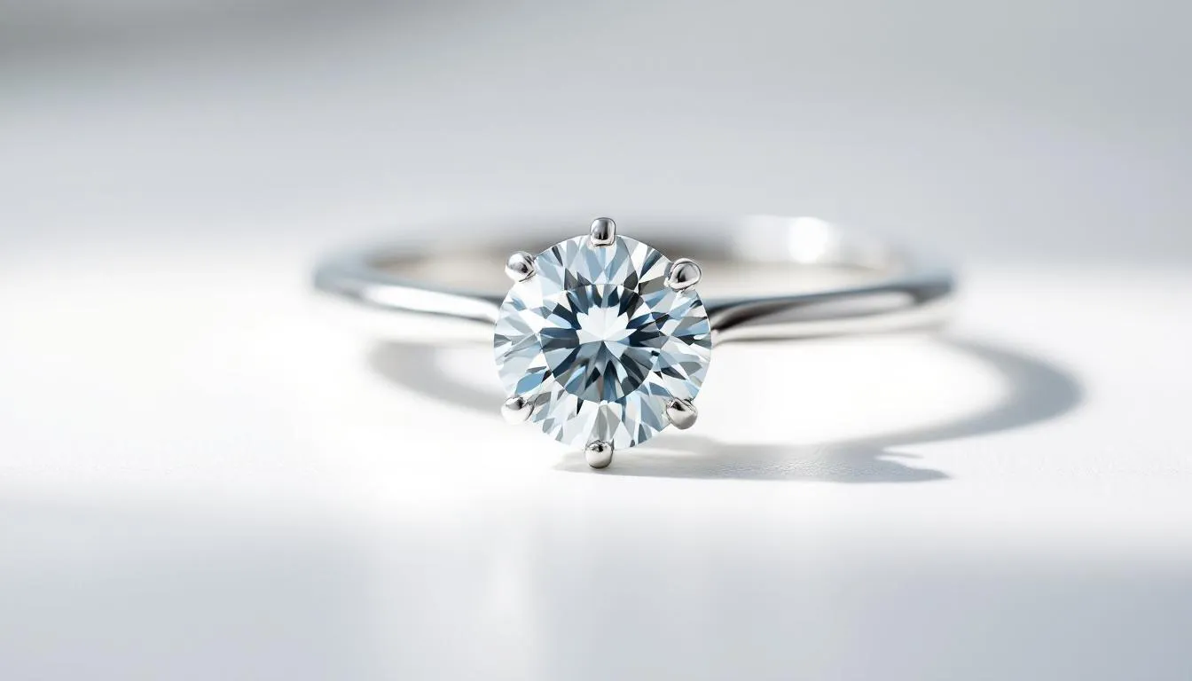 The image features a stunning solitaire silver engagement ring crafted from sterling silver, showcasing a clear round cubic zirconia stone that radiates sparkle. This timeless piece, designed for women, symbolizes love and commitment, making it a meaningful gift for proposals or anniversaries.