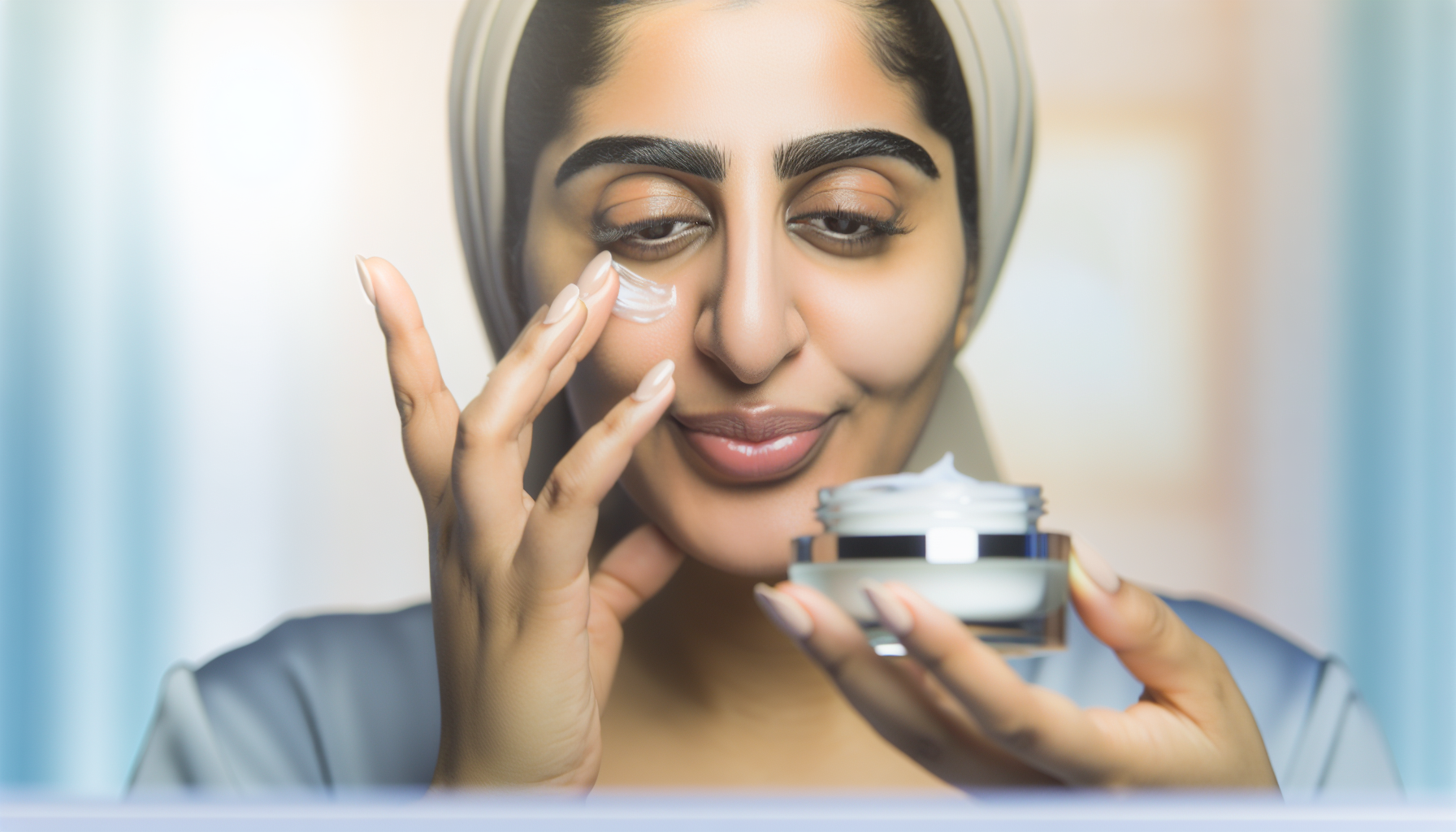 A photo of a person applying sea moss gel on their face