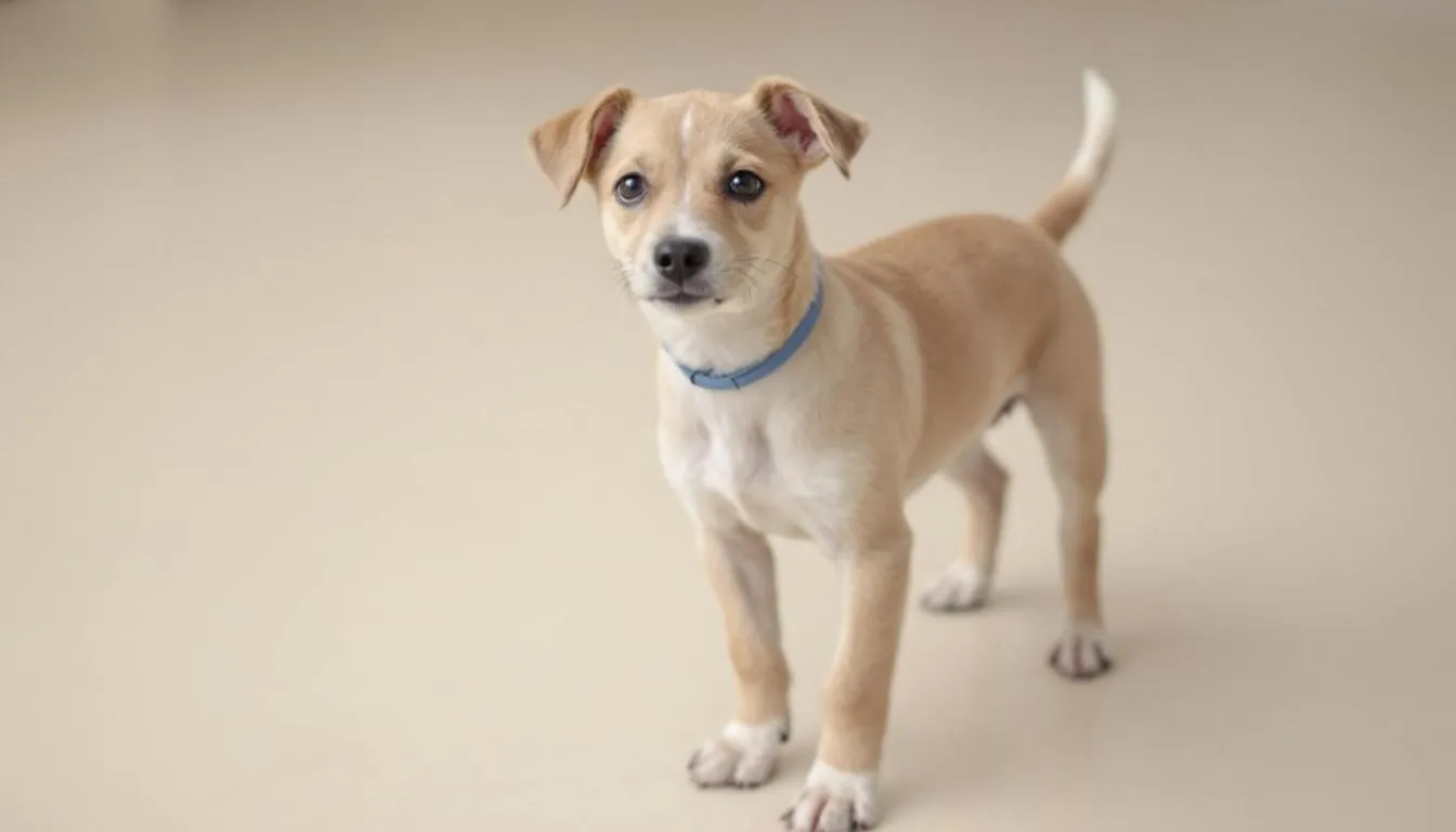 A balanced puppy stands confidently with a calm demeanor during a temperament test, showcasing its friendly attitude and readiness to engage with the tester. This scene reflects the puppy