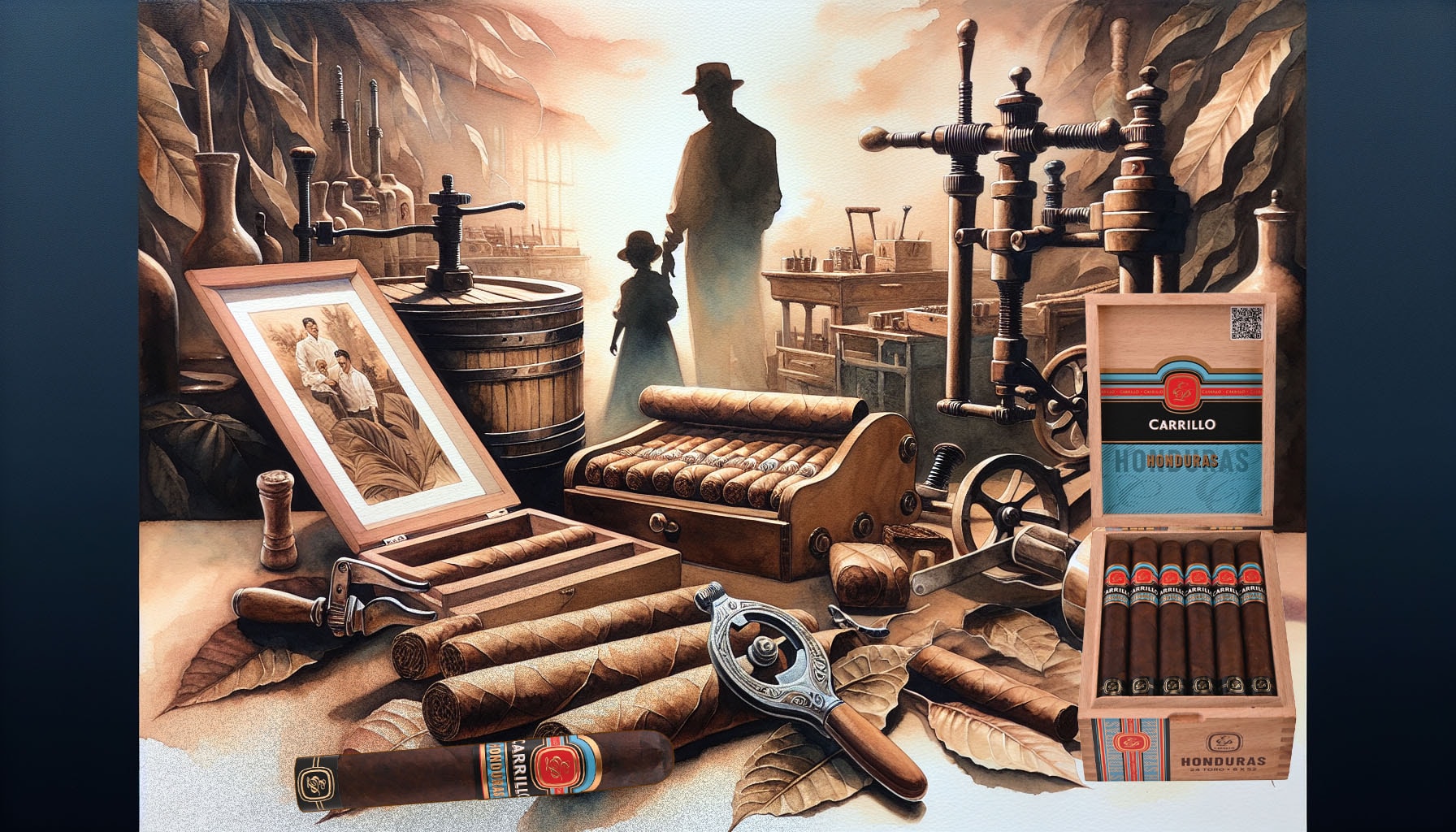 An artistic representation of the E.P. Carrillo legacy in the cigar industry.