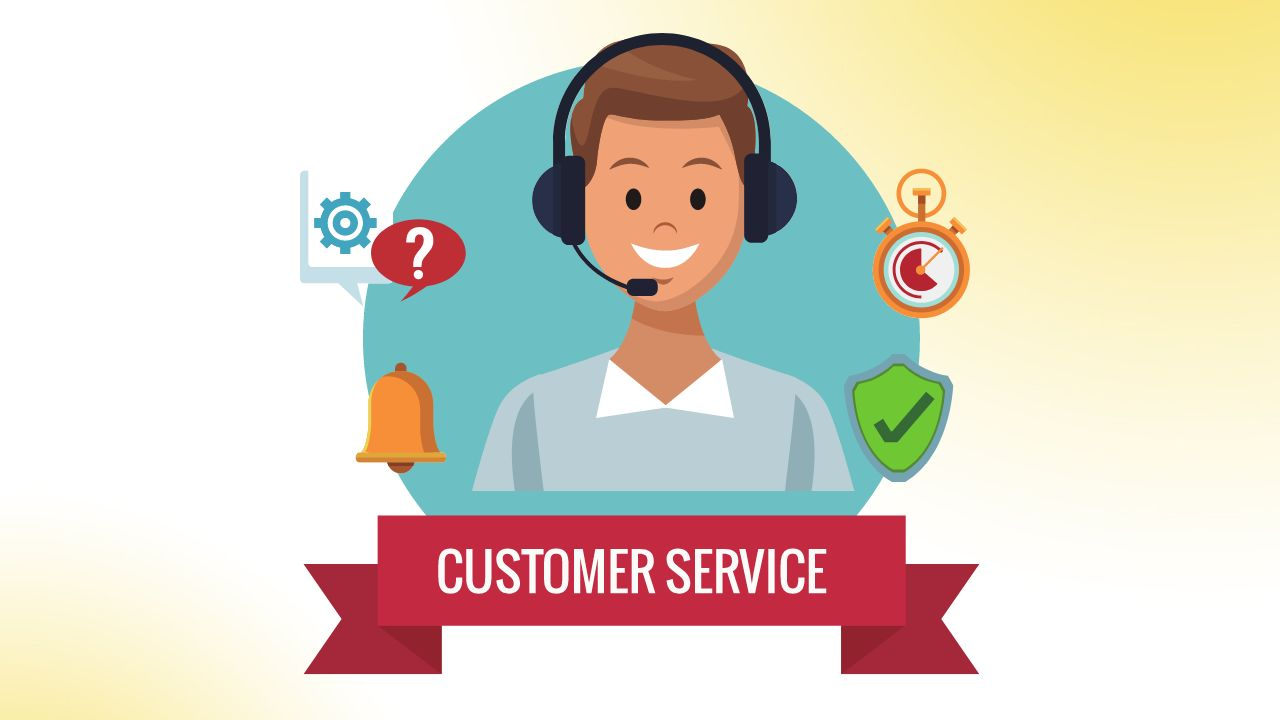 A customer service representative helping a customer