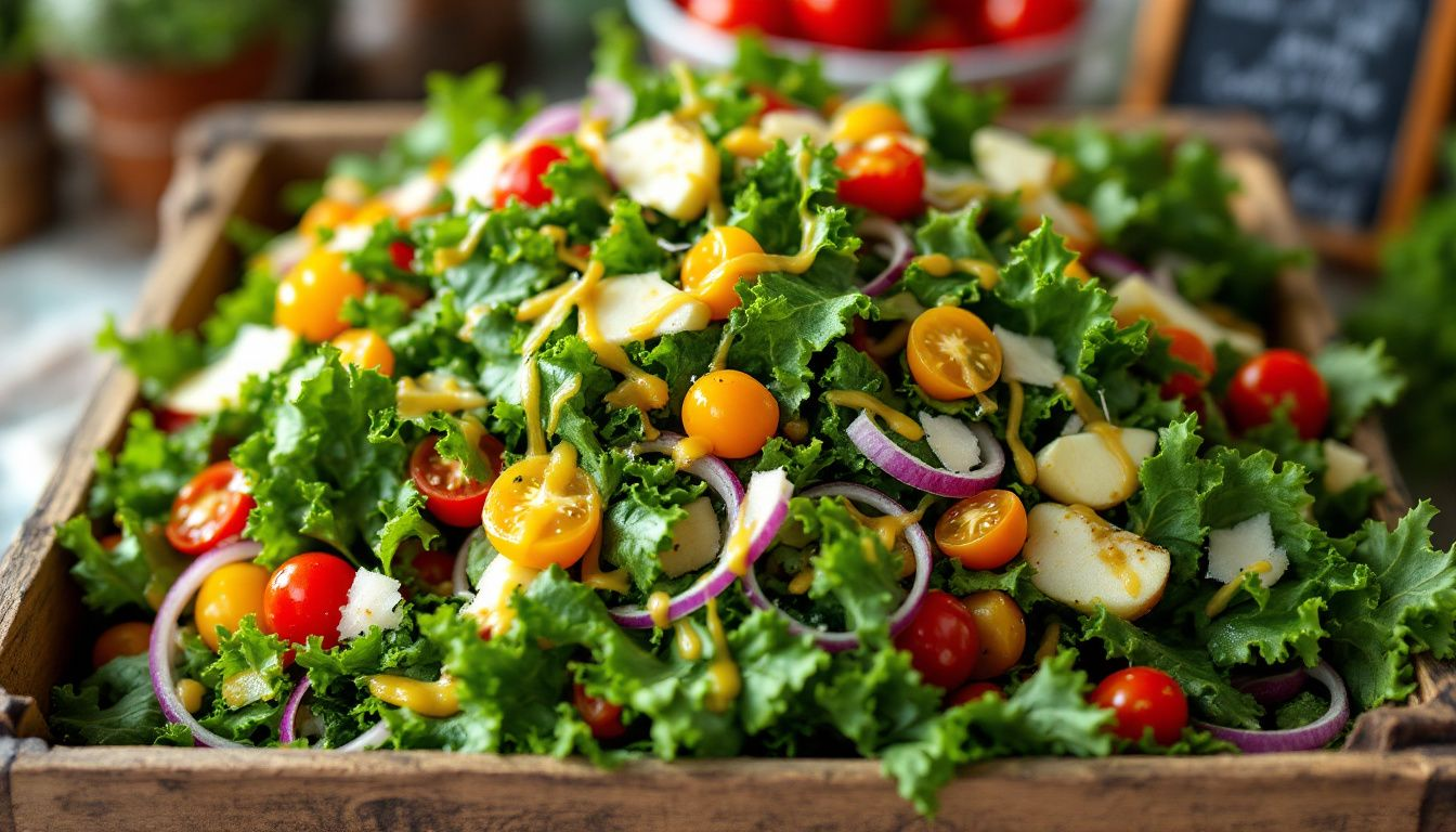 A classic kale salad recipe featuring lemon dressing.