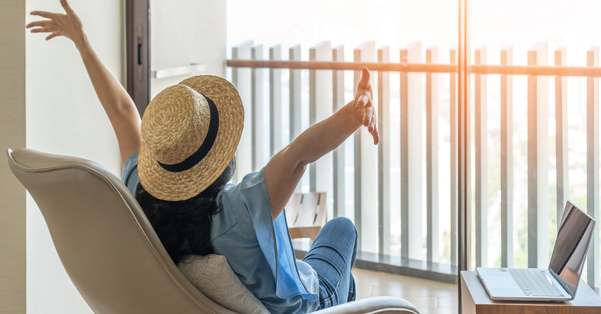 A person taking a break from work to relax and restore energy levels