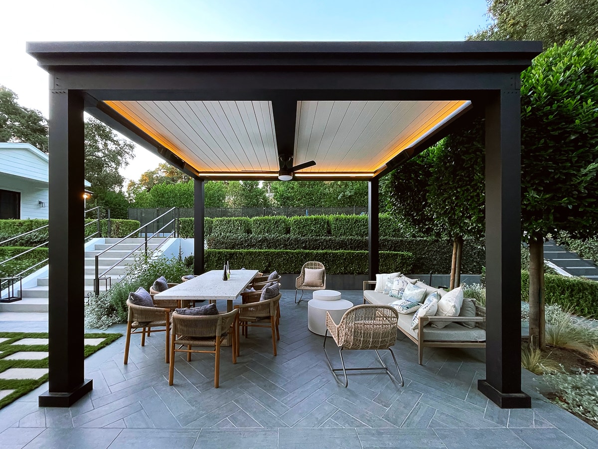 provide shade with a pergola. adding screens can help retain heat.