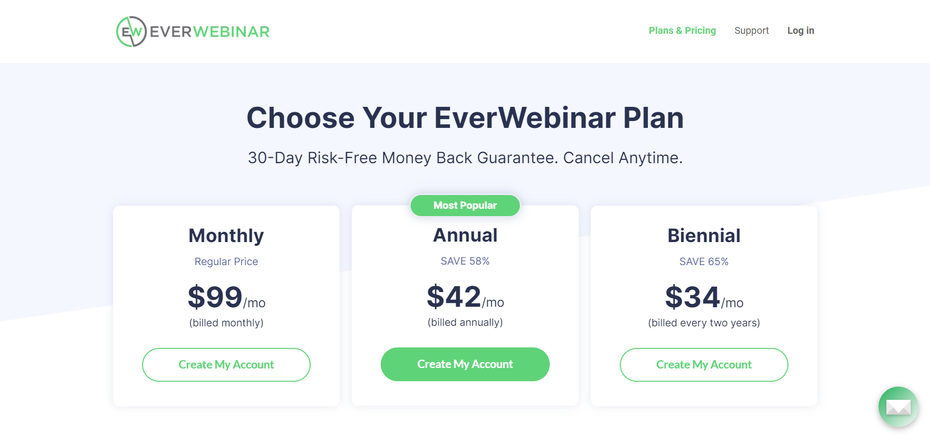 EverWebinar pricing page