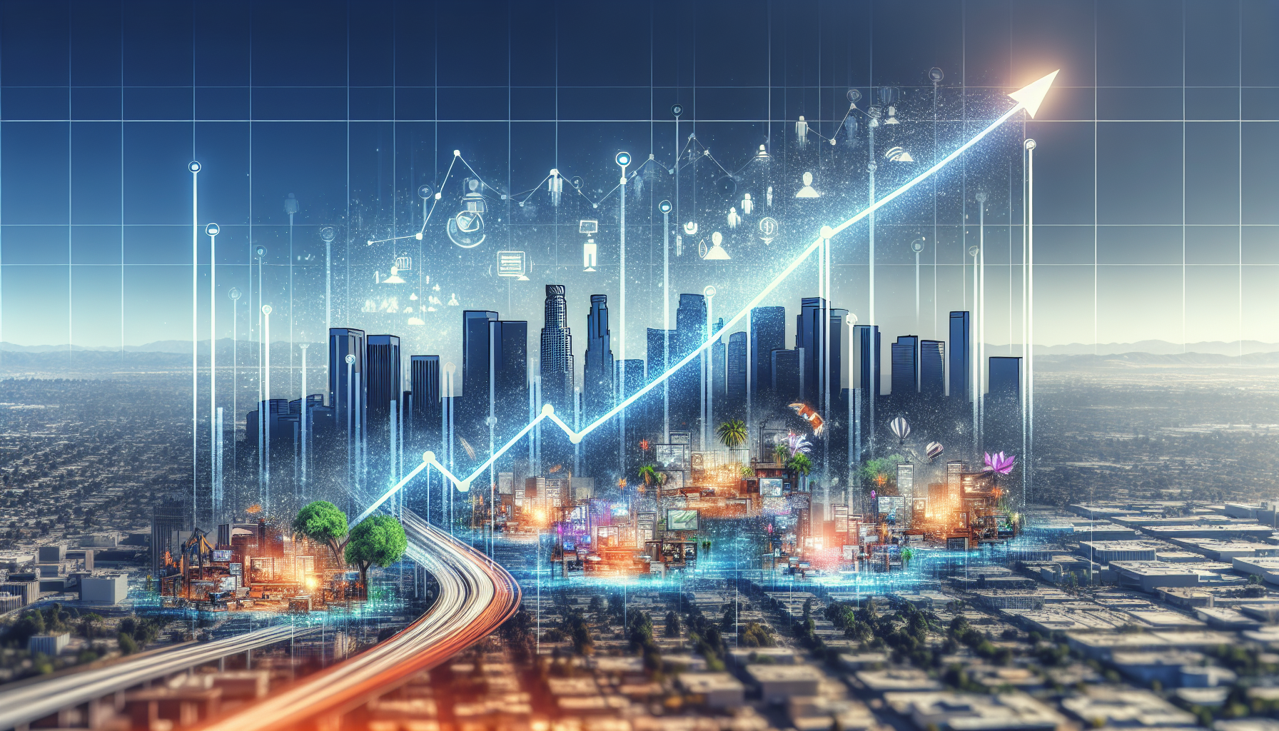 Illustration of a success graph representing success stories of outsourced IT in Los Angeles