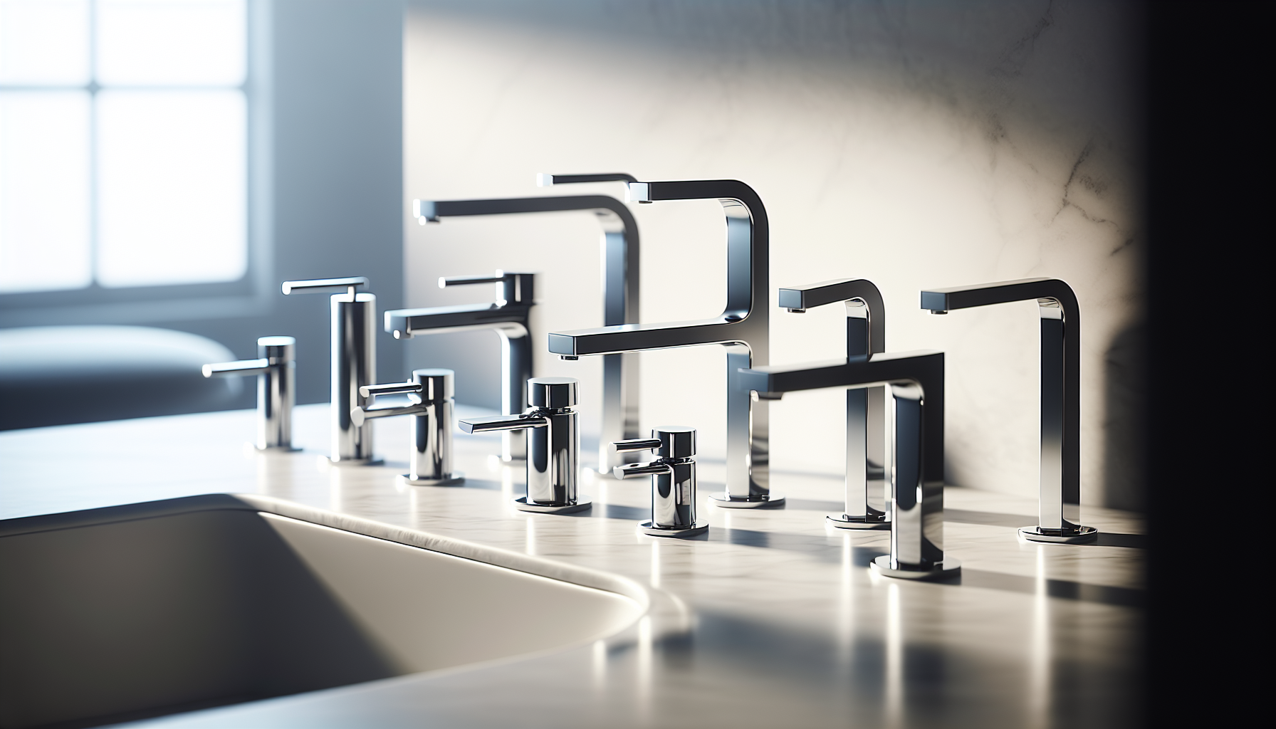 Modern bathroom faucets with minimalist designs and sleek aesthetics