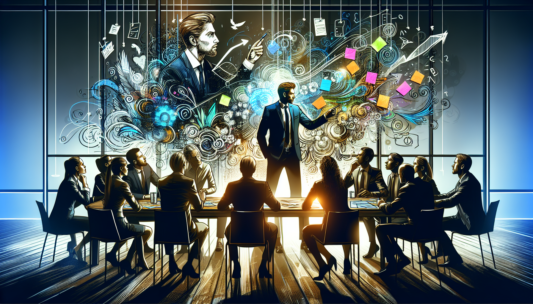 Illustration of a successful sales leader leading a team