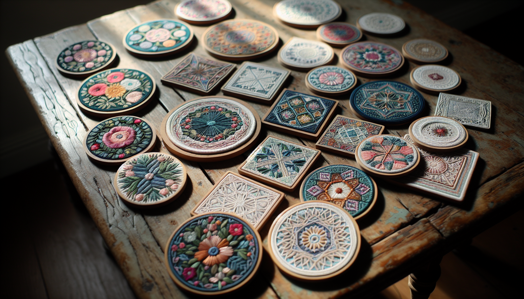 Beautiful embroidered coaster designs