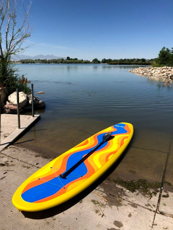 paddle board on a dock